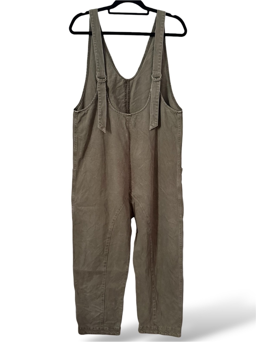Free People We The Free High Roller Jumpsuit Medium Olive Green Wide Leg Boho - Picture 3 of 6
